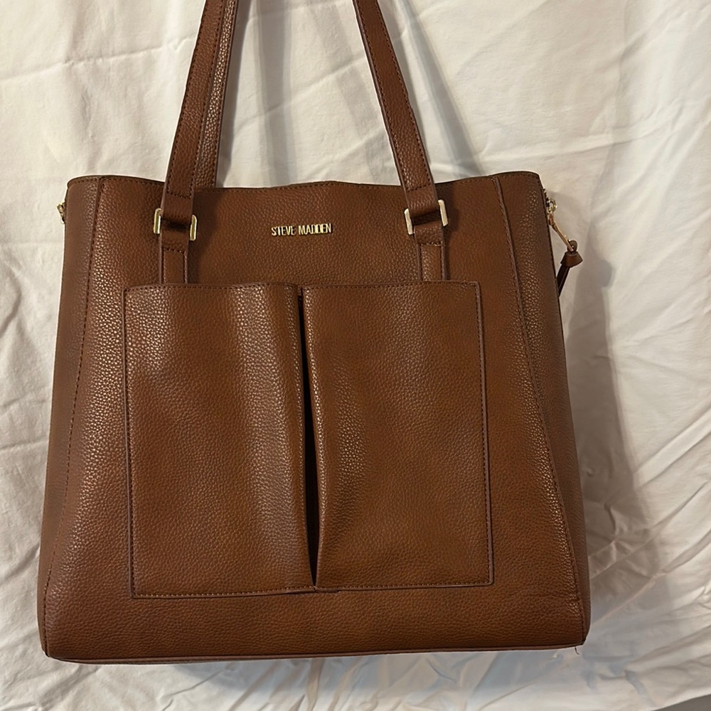 Steve Madden Chestnut Leather Tote